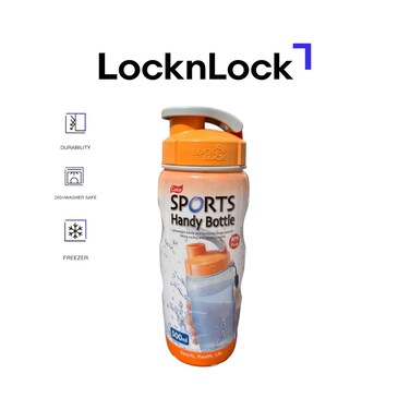 LocknLock 500ml Color Sports Handy Bottle - Orange, Collapsible, Lightweight, with Wrist Strap and Quick-Access Top