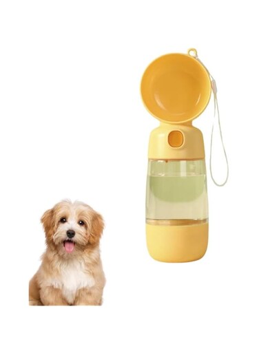 Dog Water Bottle with Food Container, Portable Dog Water Bottle, Dog Travel Water Bottle, Dog Water Bottle Dispenser with Treat Food Container, Pet Water Bottle, Travel Dog Water Bottle (Orange)