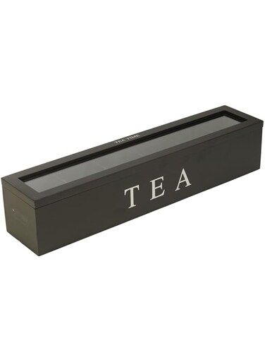 fannay Tea Storage Box, High Hardness 5 Slots Tea Bag Organizer for Dried Flowers (Black)
