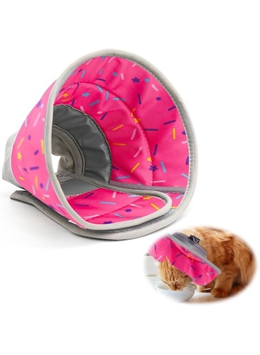 Azonee Soft Cat Cone Collar, Foldable Recovery Collar to Stop Licking, Comfortable Non-Invasive Design for Enhanced Mobility, Easy to Clean Cat Recovery Cone for Surgery, Pink