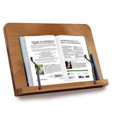 حامل طاولة قراءة قابل للطي متعدد الأغراض للكتب ويمكن استخدامه أيضًا كحامل للكمبيوتر المحمول مع مادة الخيزران القوية القابلة للتعديل