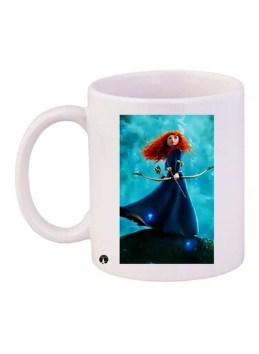 Cartoon Printed Coffee Mug White/Blue/Orange 11ounce