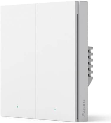 Aqara H1 EU Smart Wall Switch, Zigbee 3.0, No Neutral, Round Wall Box Support, Wireless Switch, Double Rocker, 3W Min Power, White   WS-EUK02