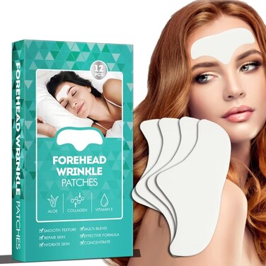 Forehead Wrinkle Patches 12pcs - Smooth Fine Lines &amp; Wrinkles, Anti-Wrinkle Patches with Hydrolyzed Collagen with Aloe,Vitamin E, Anti Wrinkle Patches, Forehead Wrinkles Treatment