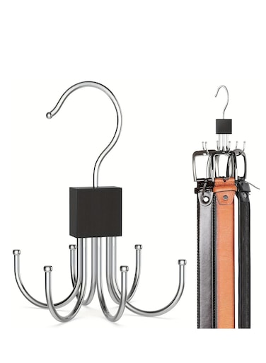 Hanger, Belt/tie/clothes Organizer for Closet, Keeping Belts Visible and in Good Condition, Hanging Tie Rack Holder, Closet Organizers and Storage, Silver