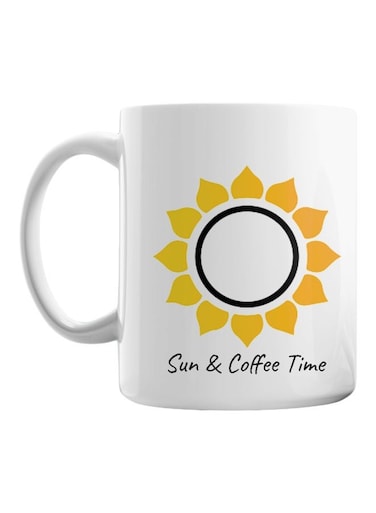 And Coffee Time Printed Ceramic Coffee Mug White/Black/Yellow