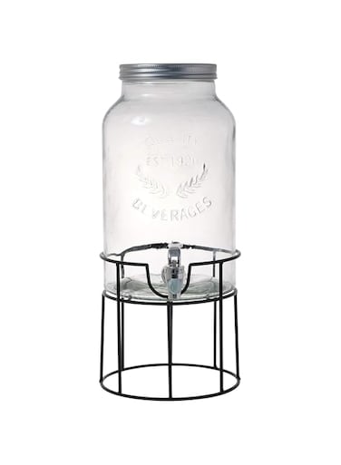 Orchid 6 Litre Beverage Dispenser With Stand, Glass Air Tight Cold Water Pitcher Leak Proof tap Juice Dispenser, Dispenser with Tap &amp; Air Tight Lid (6 Litre Dispenser)