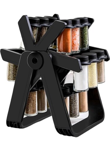 Rotating Spice Rack Organizer with 18 Refillable Spice Jars &acirc;&euro;&ldquo; 360&Acirc;&deg; Revolving Countertop Carousel for Easy Access   Space-Saving Seasoning Organizer for Kitchen Shelf or Counter   Sleek, Durable Design