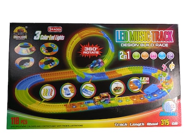 Tintin Led Music Track - Design Build Race (118 Pcs, 3 Color Led Lights &amp; Track Length About 315 cm)