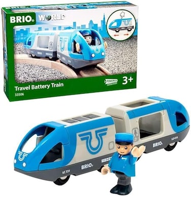 BRIO Travel Battery Train &ndash; Modern Battery-Powered Engine With Passenger Car &amp; Driver &ndash; Wooden Railway Toy for Kids &ndash; Compatible With BRIO World &ndash; Ages 3+