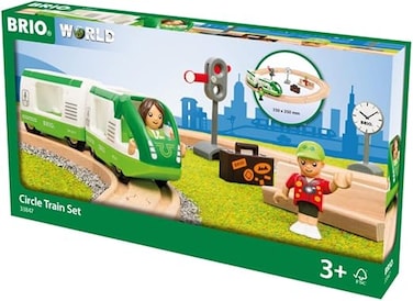 BRIO World Circle Train Set &ndash; Starter Wooden Railway Set With Tracks, Passenger Train, CarriAge, Figures &amp; Accessories &ndash; FSC Certified Wood &ndash; Compatible With BRIO World &ndash; Ages 3+