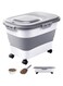 AquaFalcon 20-23Lbs Dog Food Storage Container - Collapsible Dog Food Container with Attachable Casters and Scoop,Travel Silicone Bowl, Pet Food Storage Containers to Keep Dry Food Fresh,Easy to Move