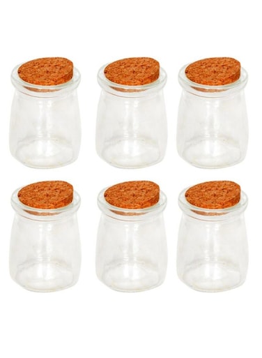 6-Piece Spices Jar With Cork Set Clear/Orange 100ml