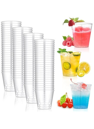 BIGTHREE Plastic Cups, 50 Pcs Crystal Clear Shot Cups, 30ml Disposable Cups, Party Essentials Cocktail Party Cups, Drink Cups for Cocktail Champagne Beer Martini Soda Dessert (30ML)