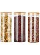 3 Pack Glass Storage Jars with Sealed Bamboo Lids - 950 ML Clear Glass Bulk Food Storage Canister for Serving Tea, Coffee, Spice, Candy, Cookie