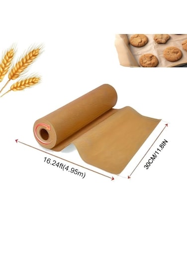 Parchment Paper Roll, 30cm Width Non-Stick High Temperature Resistant Brown Parchment