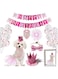 IS MUHE Dog Birthday Party Supplies, Dog Birthday Bandana Scarf, Birthday Party Hat Bow Tie Skirt, Bow Tie Paw Balloon Banner For Small Medium Puppy Pets, Dog Birthday Party Decorations (Pink)
