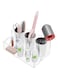 PecMuikee Hair Tool Organizer, Acrylic Hair Tool Caddy Countertop Blow Dryer Stand Storage with 3 Cups for Bathroom, Bedroom, Office, Clear