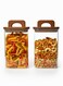 Set of 2 - 1500 ML Borosilicate Square Glass Storage Jar With Acacia Wood Lids with Handle, for Candy Cookie Rice Sugar Flour Pasta Nuts