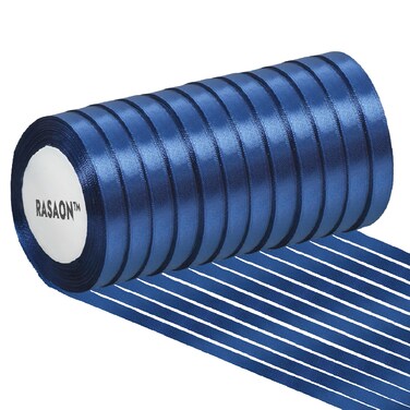 شريط ساتان - 12 لفافة × 25 ياردة (إجمالي 300 ياردة)   شريط زينة بعرض 1/4 بوصة لتغليف الهدايا والحرف اليدوية وزخارف الحفلات
