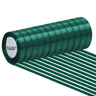 شريط ساتان - 12 لفافة × 25 ياردة (إجمالي 300 ياردة)   شريط زينة بعرض 1/4 بوصة لتغليف الهدايا والحرف اليدوية وزخارف الحفلات
