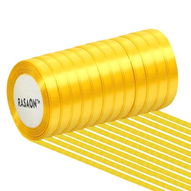 شريط ساتان - 12 لفافة × 25 ياردة (إجمالي 300 ياردة)   شريط زينة بعرض 1/4 بوصة لتغليف الهدايا والحرف اليدوية وزخارف الحفلات
