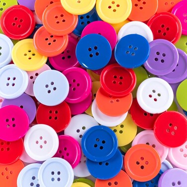 15mm Resin Buttons - 1400 Pieces, Multicolored for Sewing, Crafts, and DIY Projects