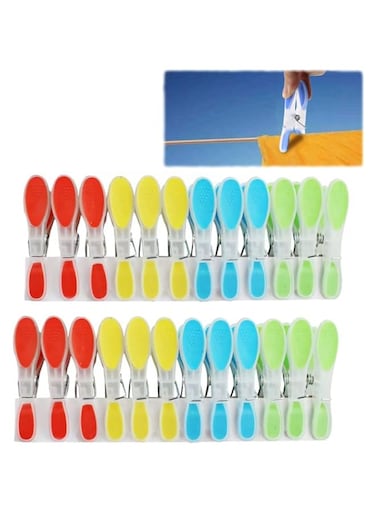 ELECDON Clothes Pegs Drying Strong Clips Laundry Home Pegs Windproof Clothes Pin Extra Large Non-slip Ergonomic Soft Rubber Grip Clothespins for Indoor Outdoor Washing Line Laundry Racks 24 pcs