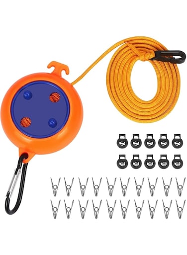 Excefore Portable Travel Clothesline Cord Retractable Outdoor Windproof Clothesline Elastic Adjustable Clothes Line for Outdoor Indoor Travel Camping Backyard Hotel, 26 feet