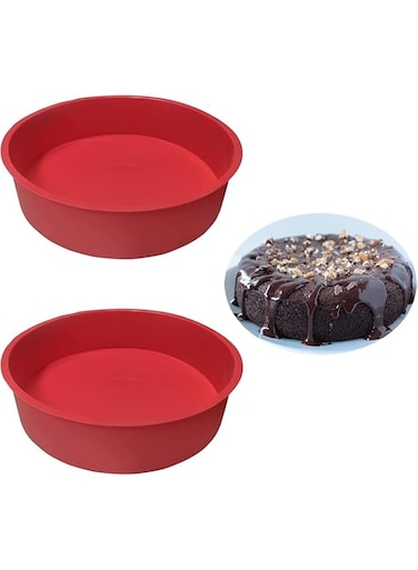 Xspring Silicone Cake Pan, 2PCS Food Grade Round Cake Molds Heat Resistant, Cake Pans Non-stick Quick Release, Silicone Baking Mold for Cheesecake Chocolate Cake Brownie Cake Puddings (8 Inch)