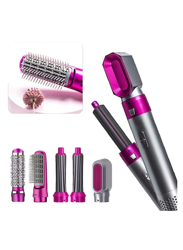 5 in 1 Multifunctional Hair Dryer Styling Tool, The Negative Ion Automatic Suction Hair Curler Rollers Detachable , Negative Ion Hair Curlers Rollers, Comb Brush, Hot Air Wrap Comb Brush 5 head