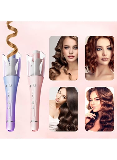 Auto Hair Curler Ion Wrap Transparent Curling Wand with 1 Ceramic Ionic Barrel and Smart Anti Stuck Sensor Pro Styling Tool for Long and Medium Length Hair