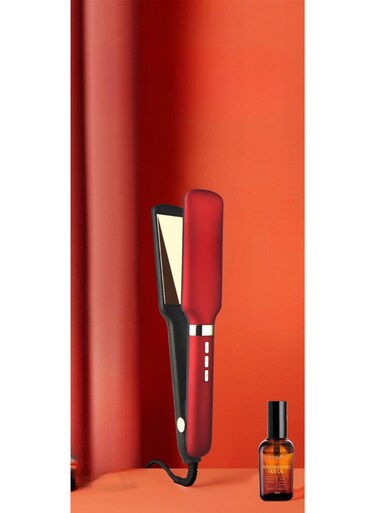 2 في 1 الكهربائية جهاز فرد للشعر من السيراميك بكرة الشعر الرطب الجاف استخدام الشعر حديد مسطح لوحة واسعة مكاوي تصفيف الشعر أدوات التصميم الأحمر