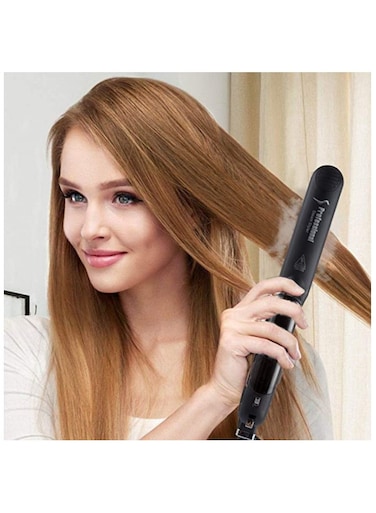 مكواة بخار بخار خزفية احترافية متعددة الوظائف لصالون التجميل 2 في 1 ، مكواة فرد الشعر ، مكواة فرد الشعر ، جهاز تصفيف الشعر بالبخار ، شاشة عرض LCD مع درجة حرارة قابلة للتعديل وتدفئة سريعة