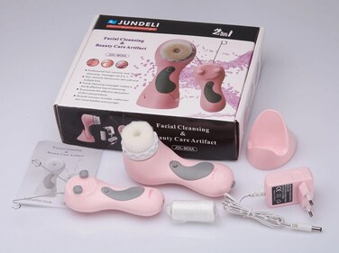 قطعة فنية لتنظيف الوجه والعناية بالجمال من جونديلي للنساء - جهاز تنظيف عميق وتقشير وتنشيط البشرة، مدلك لطيف للوجه، علاج مضاد للشيخوخة، مقاوم للماء وقابل لإعادة الشحن