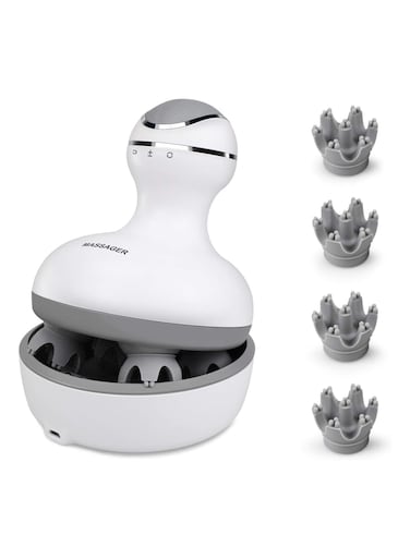 Electric Scalp Massager Cordless Head Massager Scalp Stress Relax for Stimulating Hair Growth, Deep Clean, Blood Circulation and Stress Release for pet with Four Replacement Massage Heads