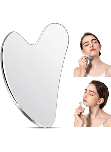 Stainless Steel Gua Sha Facial Massage Tool &ndash; Anti-Aging Face Lifting, Skin Tightening, Lymphatic Drainage, Puffiness Reducer, Durable Cooling Face Massager, Promotes Circulation, Detoxifies
