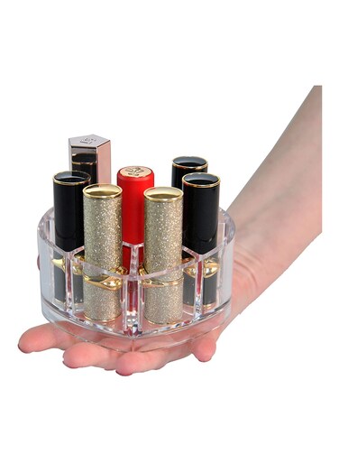 منظم أحمر شفاه أكريليك صغير على شكل قلب ، تخزين مستحضرات التجميل من أجل الغرور ، 8 فتحات أنيق على شكل قلب حامل عرض ملمع الشفاه