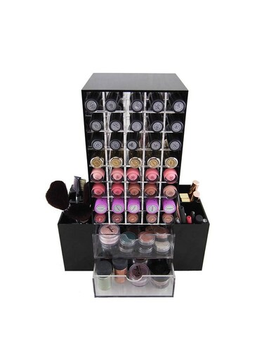 Premium Acrylic Cosmetic Lipsticks Tower Makeup Organizer for 64 Lipsticks Spinning Lip gloss Storage Display Holder