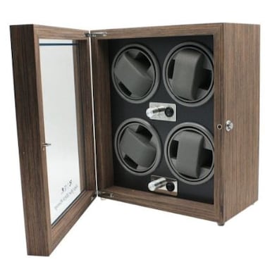 4 Watch Winder For Men And Women Automatic Watch  Battery Powered 4 Watch Winder in Walnut
