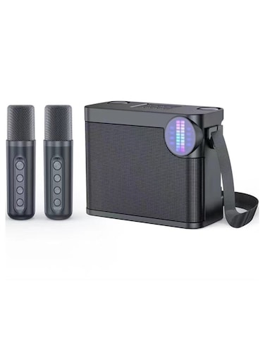 portable Dual Microphone Karaoke Machine Portable Bluetooth PA Speaker System with 2 Wireless Mic boom box for Home Adults and Kids