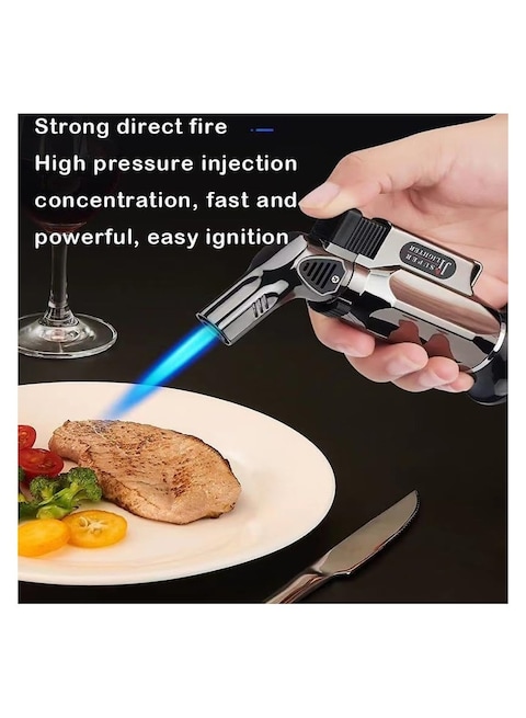 Butane Torch Kitchen Blow Lighter - Culinary Torches Chef Cooking Professional Adjustable Flame with Reverse Use for Creme, Brulee, BBQ, Baking
