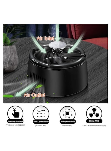 USB rechargeable 2-in-1 multifunctional smokeless ashtray doubles as an air purifier,portable solution for maintaining clean indoor air in home, car and office