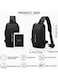 Anti theft Crossbody Sling Bag Waterproof Chest Daypack with USB Charging Shoulder Backpack for Men Women Black
