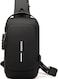Anti theft Crossbody Sling Bag Waterproof Chest Daypack with USB Charging Shoulder Backpack for Men Women Black