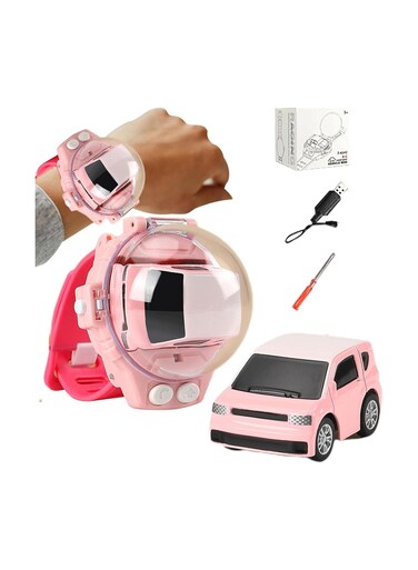 Mini Remote Control Car Watch Toy USB Rechargeable 2.4 GHz Wrist Racing Car Watch Toy Kids Interactive Game Toys Gift for Boys and Girls
