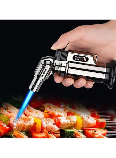 Windproof Blue Flame Metal Torch Lighter - Turbo Ignition Welding Gadget for Barbecue, Moxibustion, Jewelry Crafting, Cooking, and DIY Projects