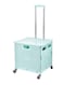Compact and foldable this plastic trolley combines storage box and shopping cart functionalities offering a convenient and space saving solution.