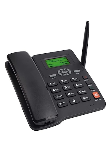 Landline Telephone with FM Radio GSM Support SIM Card Caller ID Hands Free Functions Quadband SMS function for Home Hotel Office Black