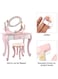 Wooden Dressing Table and Stool Set, Princess Rapunzel Vanity Set with Mirror and Chair, Kids Wooden Makeup Table, Role Play Toy for Girls